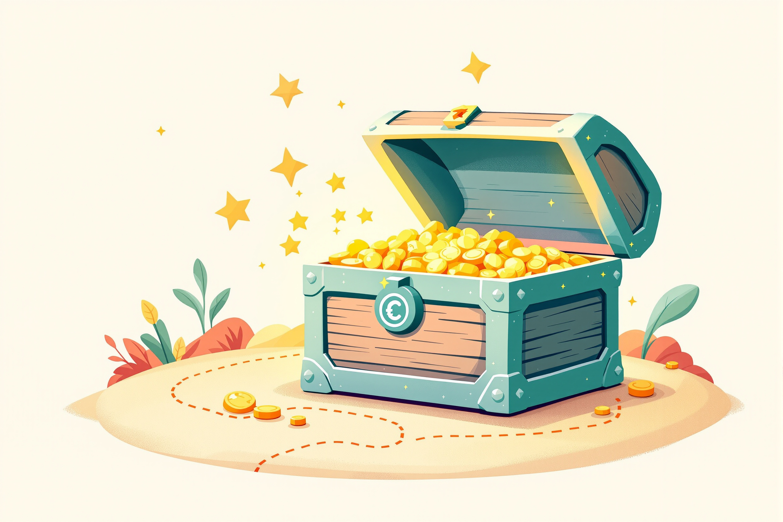 冒険のゴールにある宝箱のイラスト